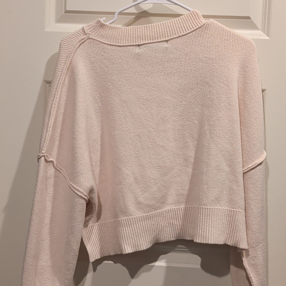 Merokeety Women's Creamish Pink Cropped Sweater - Picture 7 of 8